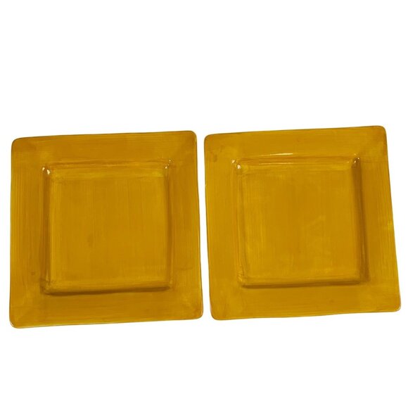 Pier 1 Imports Essential Colors Square Harvest Dinner Plates Set 2 Earthenware - Picture 3 of 16